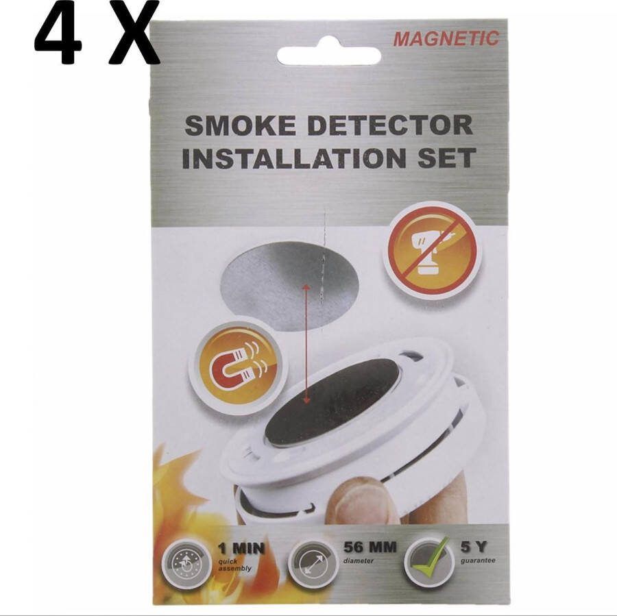Mascot Europe B.V. Magnetische Montageset Rookmelder 4 stuks Diameter 56 mm