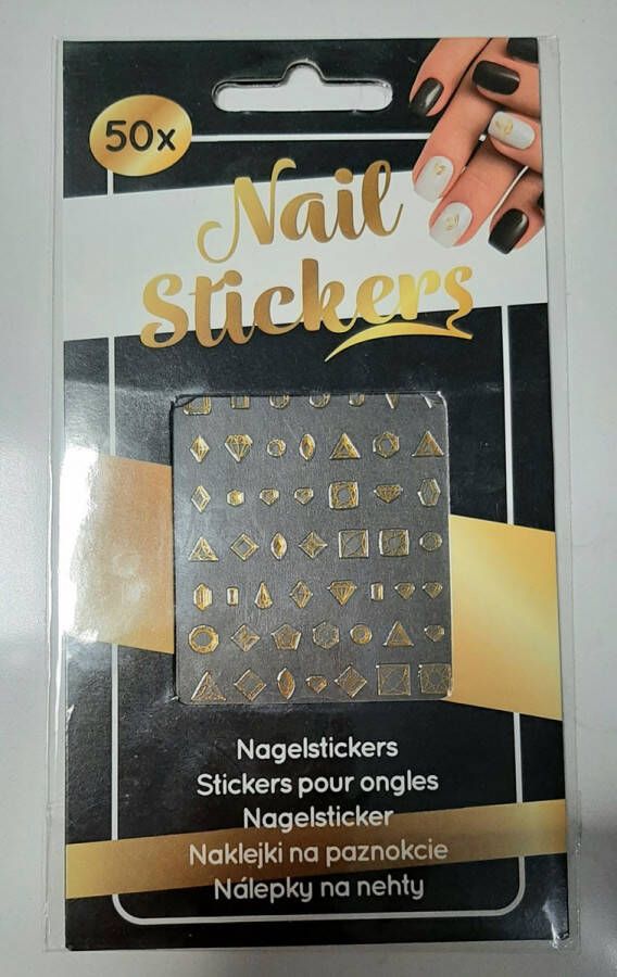 Mascot Europe nagelstickers 50x nail art goud glitter glamour feestdagen topper mini stickers voor nagels