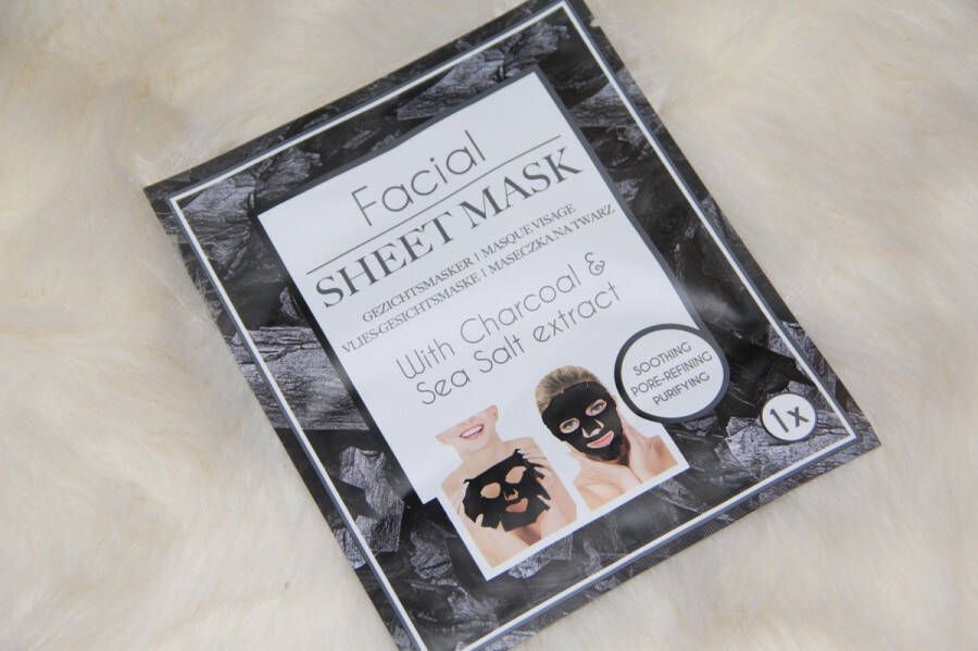 MASCOT Facial sheet mask charcoall & sea salt extract 1 masker houtskool gezichtsmasker voor verstopte poriën en vette huid