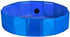 Mascow Zwembad voor dieren hondenzwembad Blauw Polyester Plastic (120 x 30 x 120 cm) verwijderbaar
