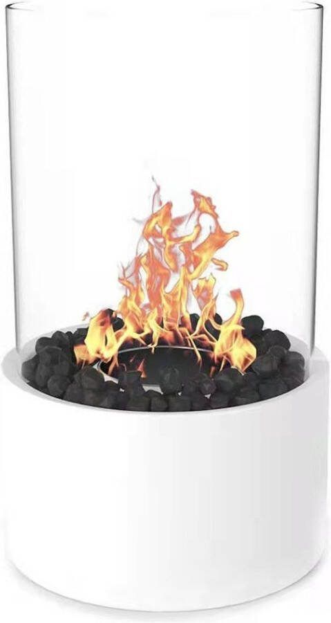 Masey interior Bio-ethanol Sfeerhaard WIT Tafelhaard Binnen en Buiten Accessoires Design Zomer Tuin Buitenleven