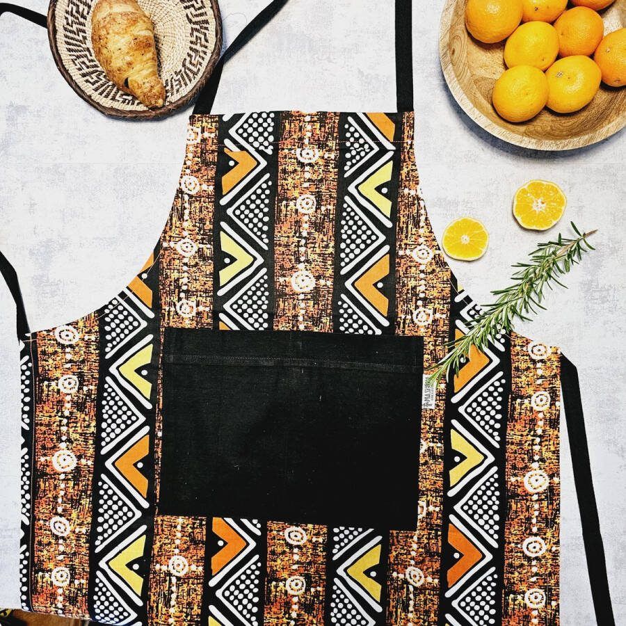 Mashona Collections Keuken Schort Afrikaanse Boheemse Stijl Geometrische 'Mudcloth' Bogolan Geïnspireerd Druk Schort