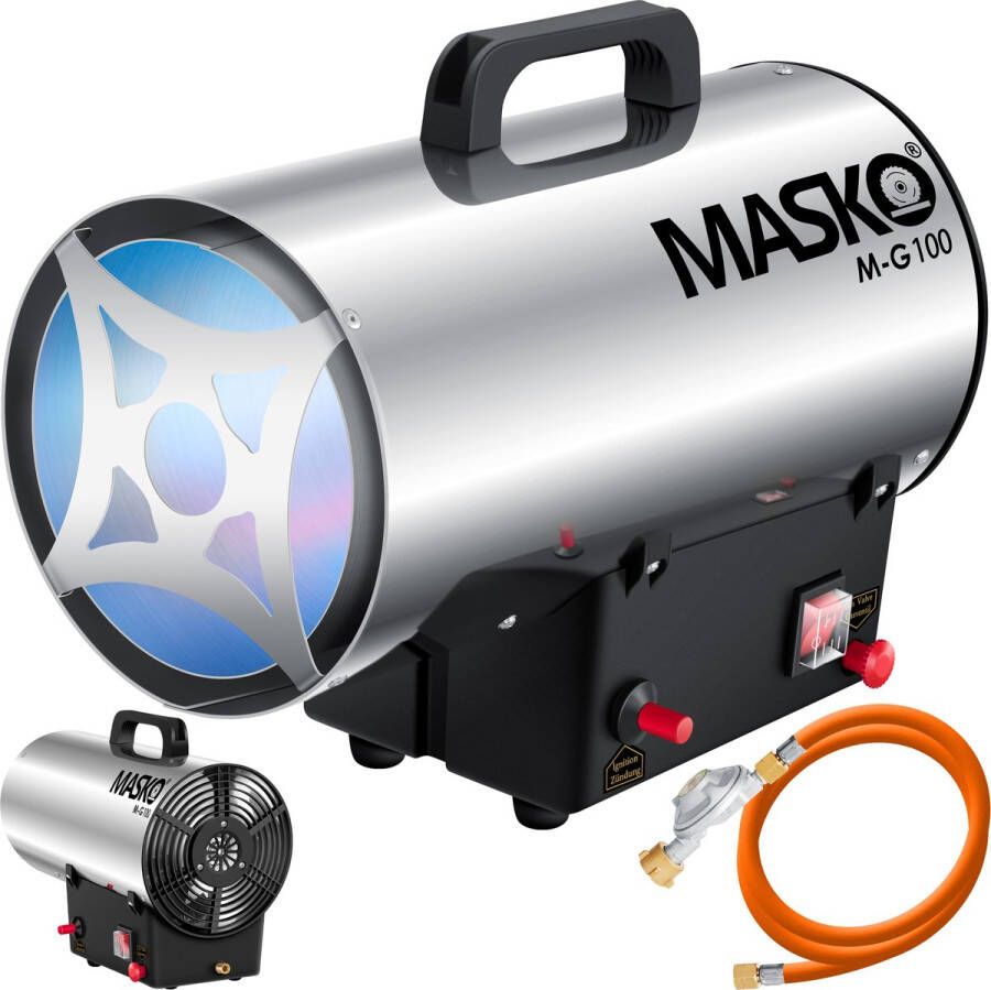 Masko Heteluchtkanon Gaskachel incl. Gasslang & Drukregelaar Warmtekanon Gas Verwarming 10kW Zilver