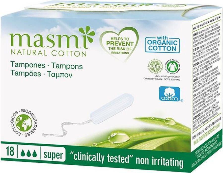 Masmi Tampons biologisch katoen tampons Super 18st