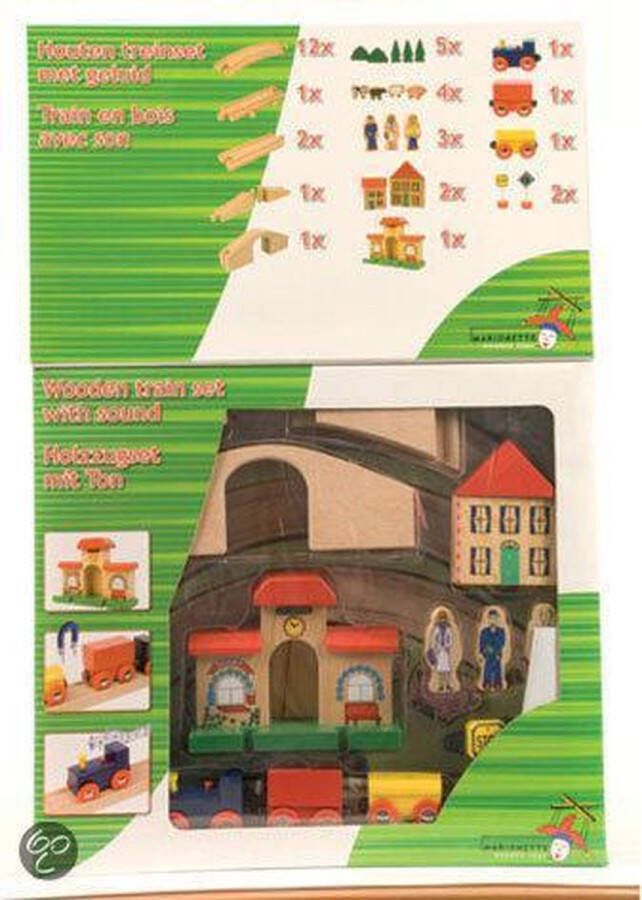 Massamarkt Treinset Hout + Geluid 40-Delig Marionette Wooden Toys