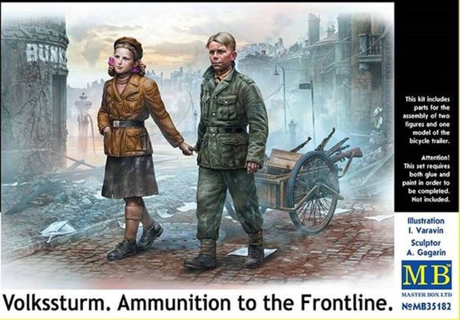 Master box 1:35 35182 Volkssturm Munitie naar de frontlinie WWII Figuren Plastic Modelbouwpakket