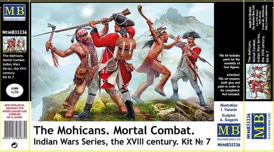 Master box 1:35 35236 The Mohicans Mortal Combat Indian Wars Series XVIIIth Kit No. 7 Plastic Modelbouwpakket