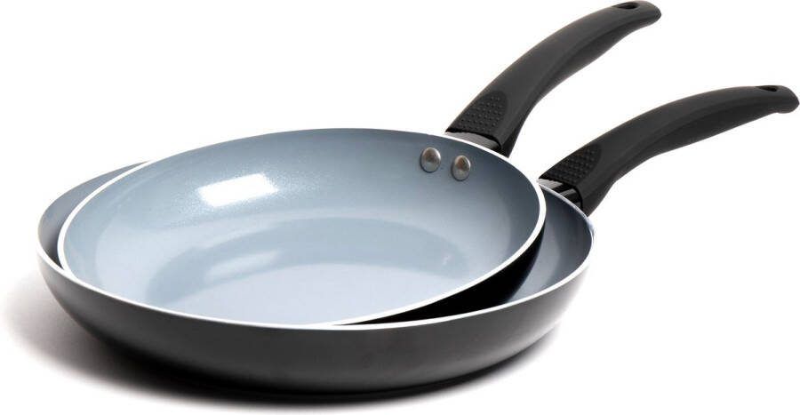 Masterclass 2-delige keramische anti-aanbak Eco koekenpannenset met 2x inductie veilige koekenpannen 24cm en 28cm