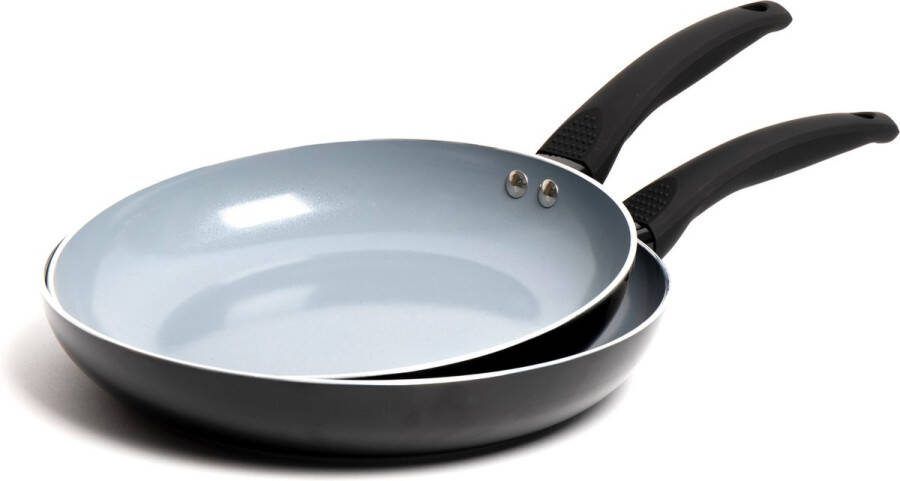 Masterclass 2-delige keramische anti-aanbak Eco koekenpannenset met 2x inductie veilige koekenpannen 26cm en 28cm