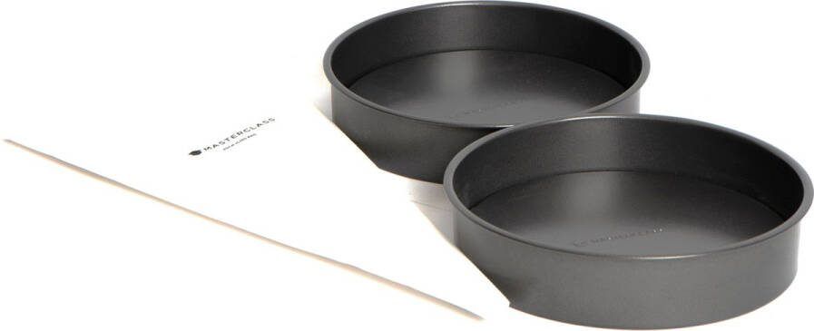 Masterclass 3-delige bakbundel inclusief 2x anti-aanbak ronde 20cm boterhamvormpjes met losse bodem en een 40cm spuitzak voor glazuur en spuitbussen