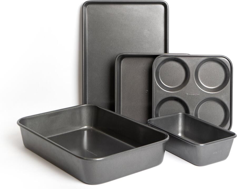 Masterclass 5-delige bakpannenset inclusief braadslede bakplaten broodvorm en Yorkshire Pudding Pan