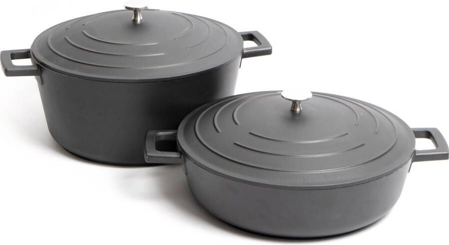 Masterclass Set ondiepe braadpannen van gegoten aluminium in geschenkverpakking 28cm 4 liter 28cm 5 liter