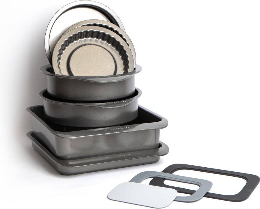 Masterclass Set van Gift-Boxed Smart Space Stacking Non-Stick Cake Baking Set 7-delig Drie-in-een Trivet Set