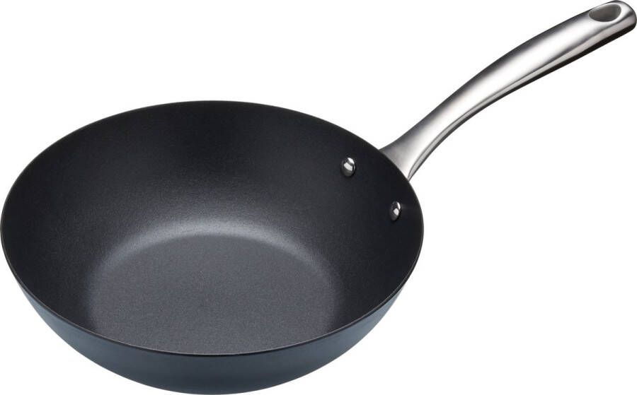 Masterclass Wokpan Ready 24 5 Cm Carbon rvs Zwart zilver
