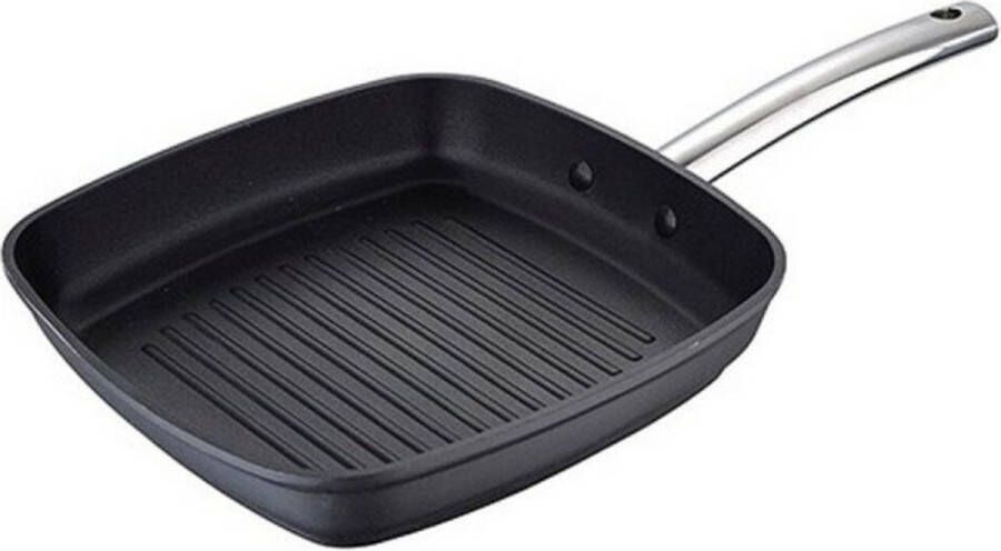 Masterpro Foodies Collection Grillpan Zwart 28x28cm Aluminium Koken Bakken Alle warmtebronnen Anti Kleeflaag