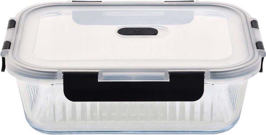 Masterpro Lunchbox FOODIES Borosilicaatglas 1 5 L Zwart