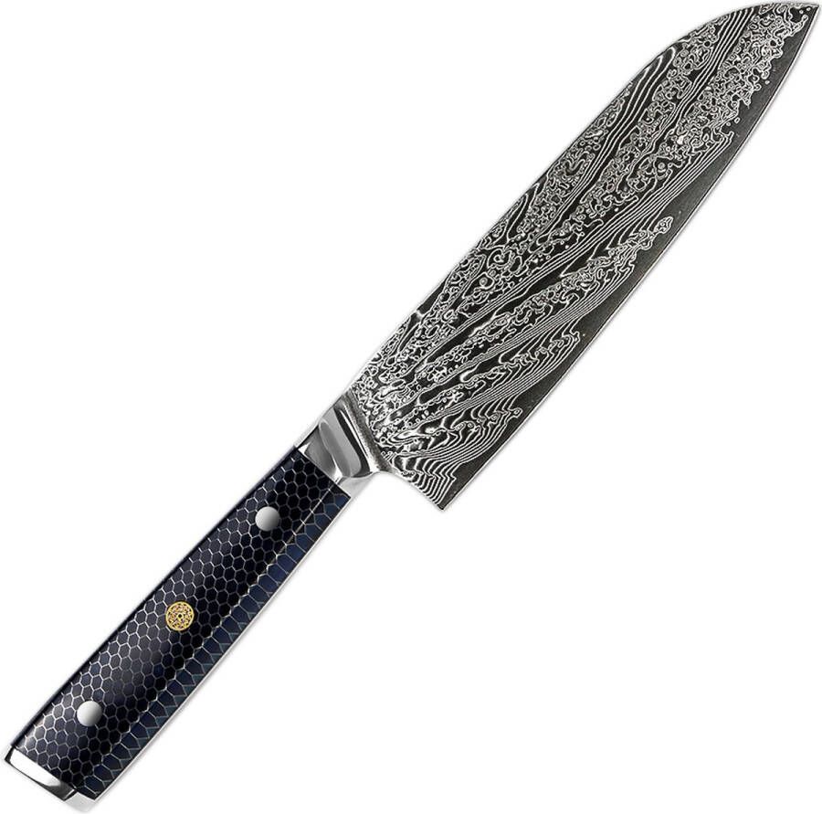 Mastersøn Damascus Mes Professioneel Santoku mes 31cm Damast staal Japans mes Damast mes 67 Lagen Vlijmscherm Keukenmes Chef 7 inch VG10