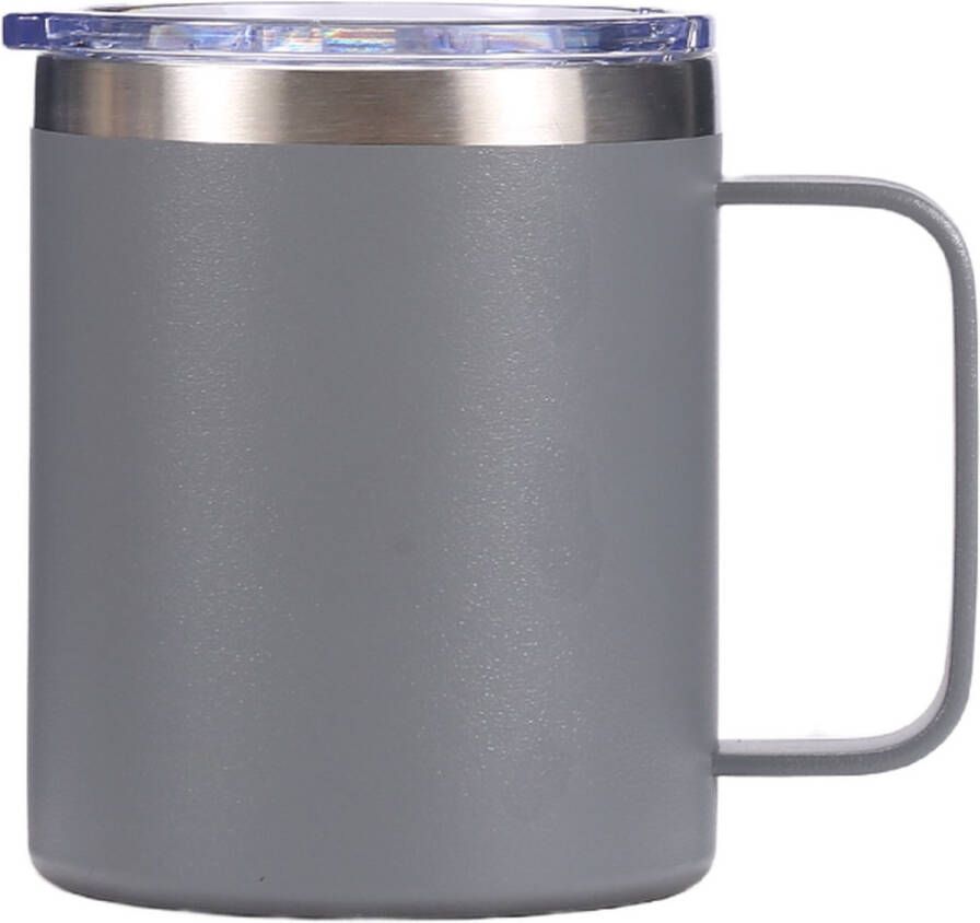 Mastersøn Thermosbeker met Handvat – Koffiebeker To Go Travel Mug voor Koffie – Lekvrije Deksel – 360 ml Grijs