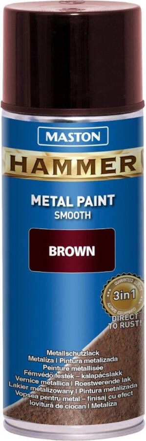 Maston Hammer Metaalverf Bruin Smooth Spuitverf 400 Ml Spuitbus Verf