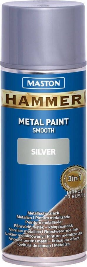 Maston Hammer Metaalverf Zilver Smooth Spuitverf 400 Ml Spuitbus Verf