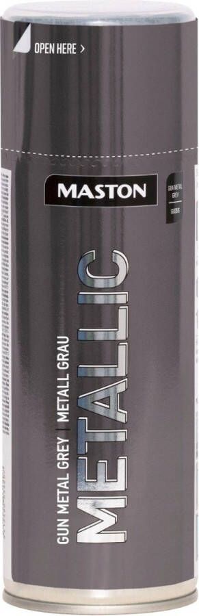 Maston Metallic gun metal grey spuitverf 400 ml spuitbus verf