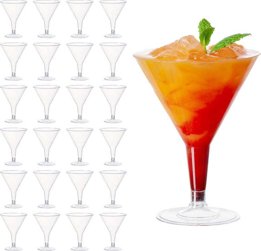 Matana 24 Plastic Herbruikbare Martiniglazen Cocktailglazen voor Verjaardagen Bruiloften Barbecue Kerst en Feesten Stevig en Herbruikbaar
