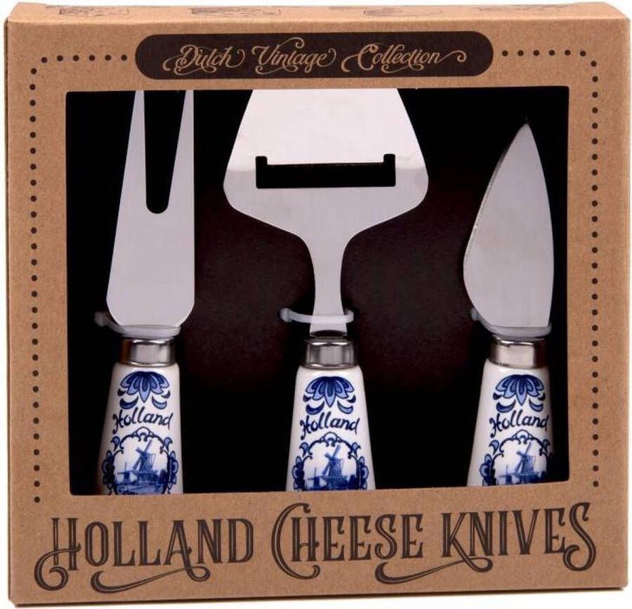 Matix kaasmes set Delftsblauw Geschenk set 3 delig Hollandse messen set voor kaas