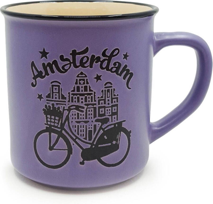 WAYS_ Matix Mok Amsterdam Bike 300 Ml Keramiek Paars zwart