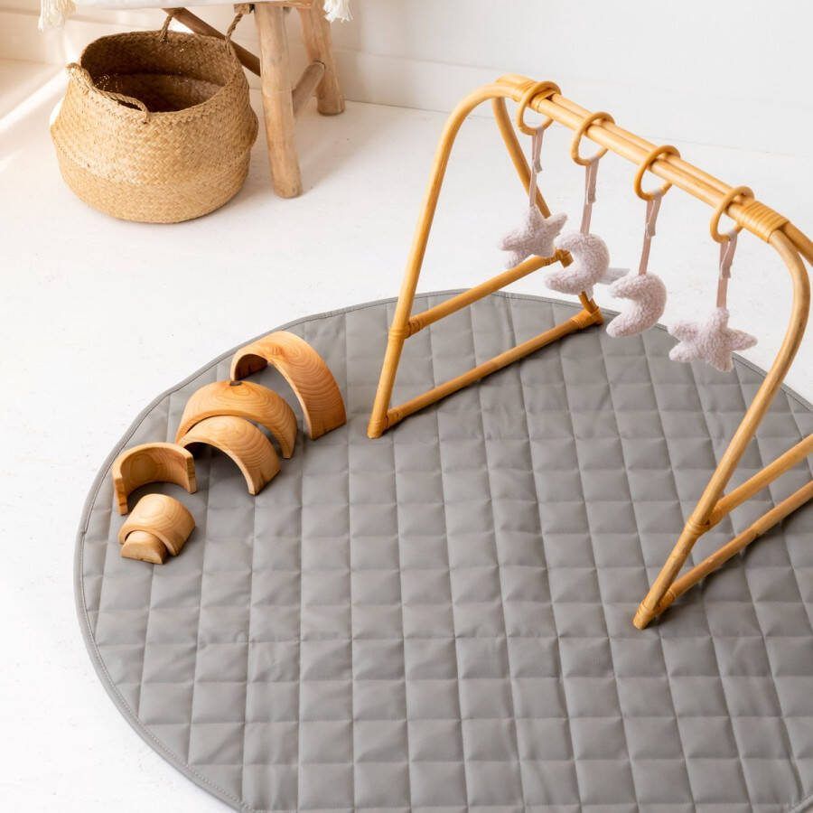 MATS Speelkleed Eco Leer Rond speelkleed Babygym Incl. Opbergtas Rond 120 Grijs