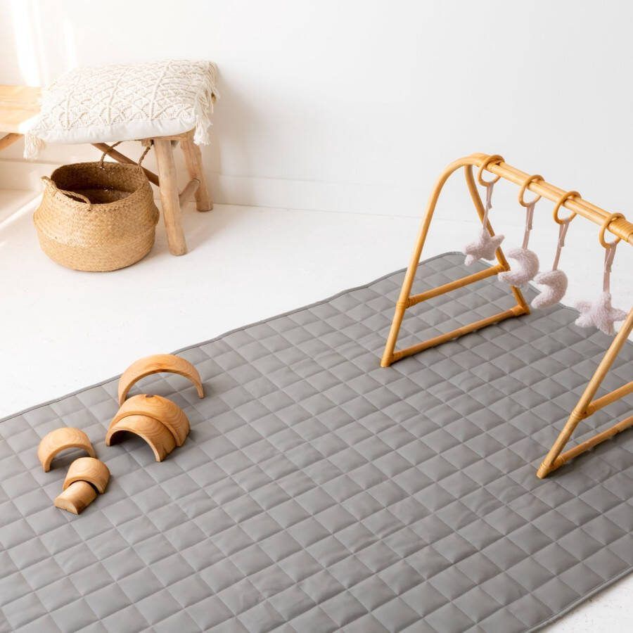 MATS XL Speelkleed Eco Leer Rechthoekig speelkleed Babygym Incl. Opbergtas 180x120 Grijs