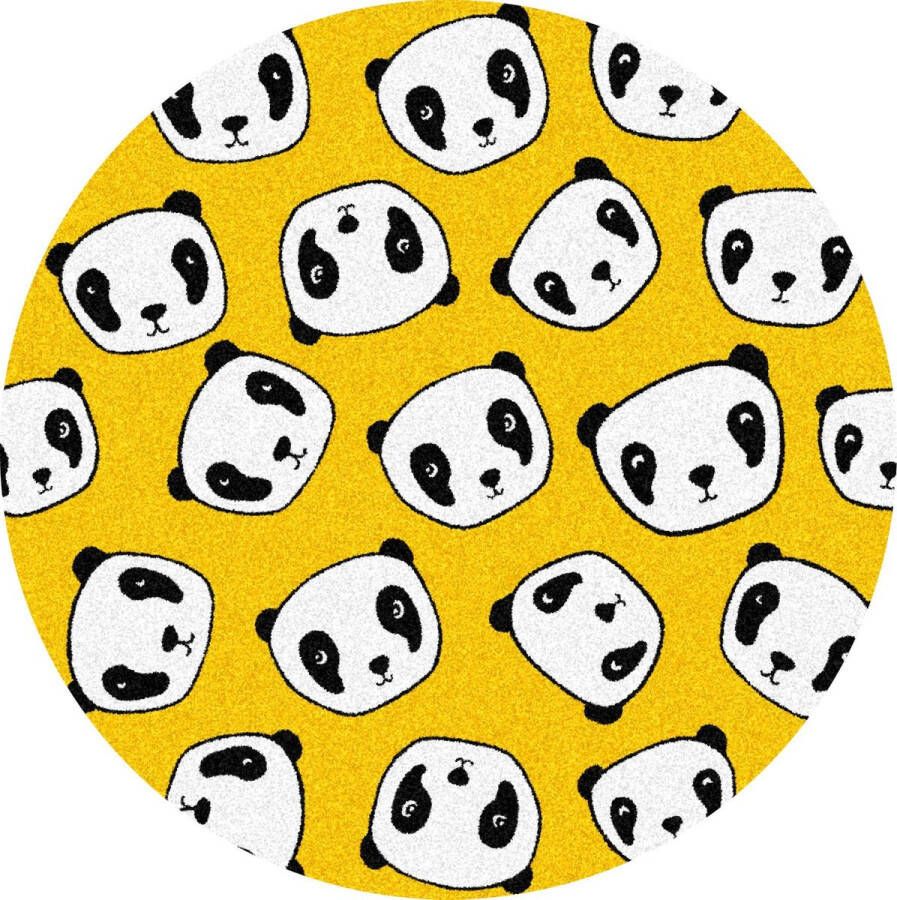 MatStyles Mat Vloermat Vloerkleed Tapijt Kind Kinderkamer Panda Rond Wasbaar Antislip -115 x 115 cm
