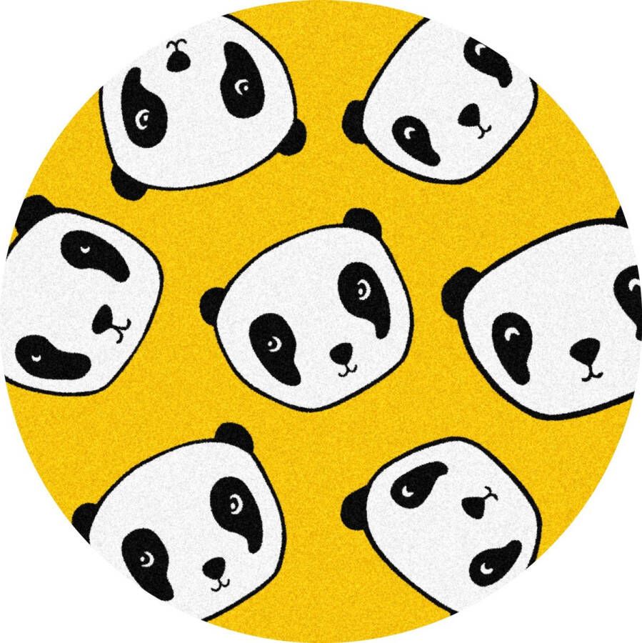 MatStyles Mat Vloermat Vloerkleed Tapijt Kind Kinderkamer Panda Rond Wasbaar Antislip -75 x 75 cm