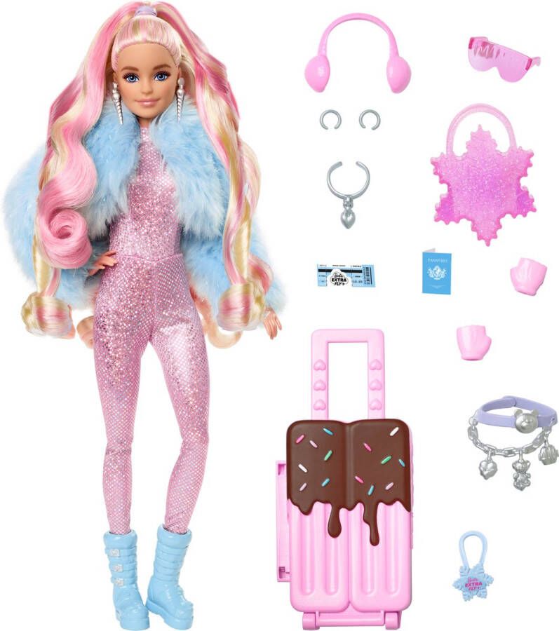 Mattel Barbie Extra Fly Sneeuw Barbiepop Roze Modepop