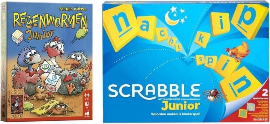 Mattel Games Spellenbundel 2 Stuks Regenwormen Junior & Mattel Scrabble Junior