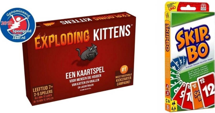 Mattel Games Spellenbundel Kaartspel 2 stuks Exploding Kittens & Skip-Bo