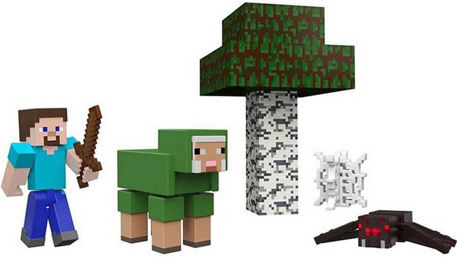 Mattel Gond Minecraft Overworld Noob Adventure Pack Figuren Accessoires Papieren Blokken Leeftijd 6+