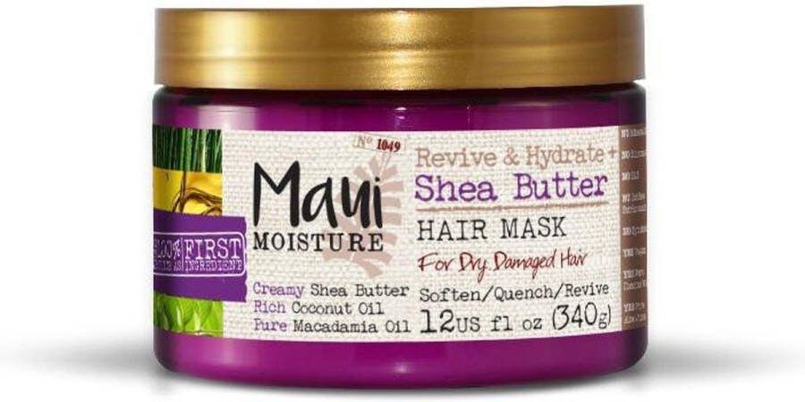 Maui Haarmasker Revive & Hydrate + Shea Butter Haarmasker Beschadigd Haar Haarverzorging Haarhydratatie