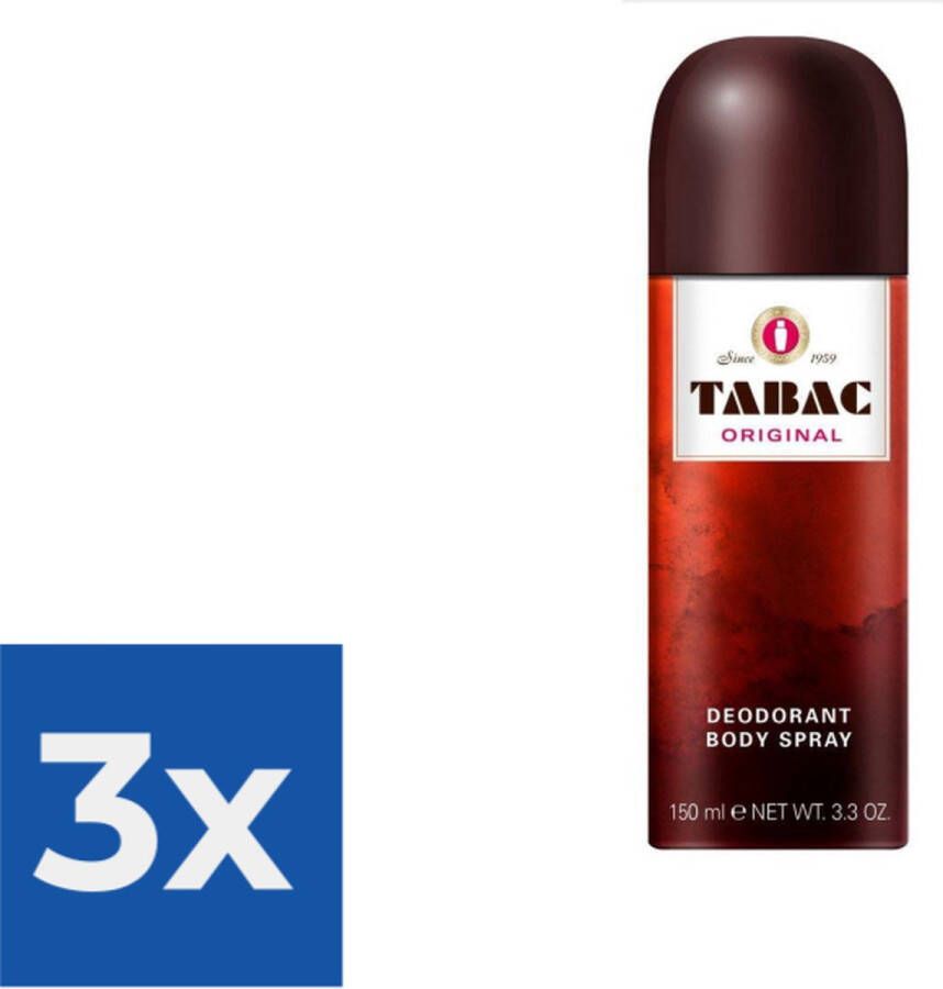 Maurer &- Wirtz Tabac Original Bodyspray 150 ml Deodorant Voordeelverpakking 3 stuks