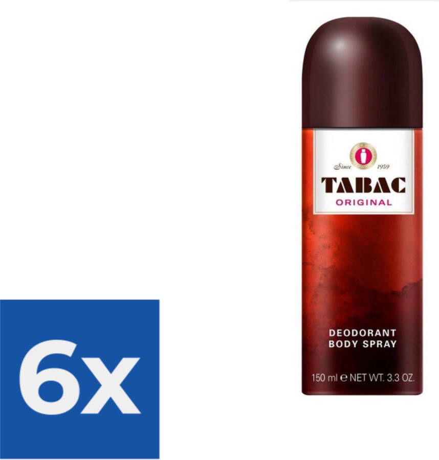 Maurer &- Wirtz Tabac Original Bodyspray 150 ml Deodorant Voordeelverpakking 6 stuks