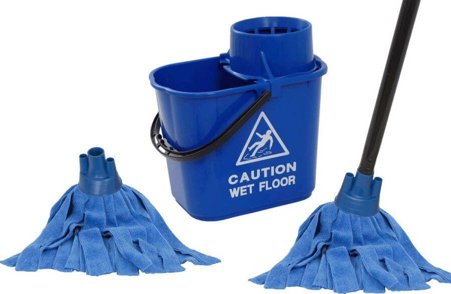 MAUS dweil mopset 15 liter blauw Dweilsysteem 2 microvezel dweilen Reinig duurzaam EU product