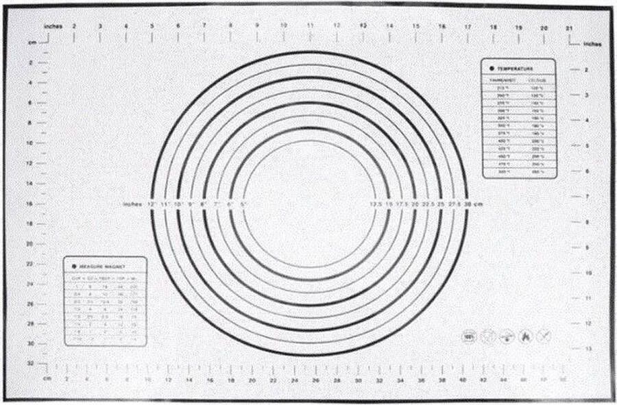 Mavie siliconen bakmat deegmat 60 x 40 cm met maataanduidingen Zwart