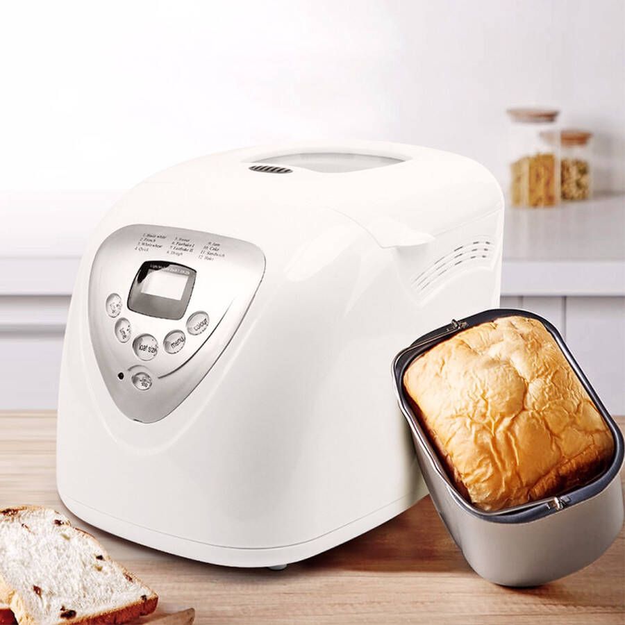 MAX BQSCH broodbakmachine wit broodmachine Ideaal voor speciale diëten en allergieën -12 Programma's Groot Klein Brood Volledige Bak Set wit
