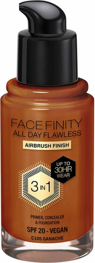 Max Factor Crème Make-up Basis Face Finity All Day Flawless 3 in 1 Spf 20 Nº C105 Ganache 30 ml