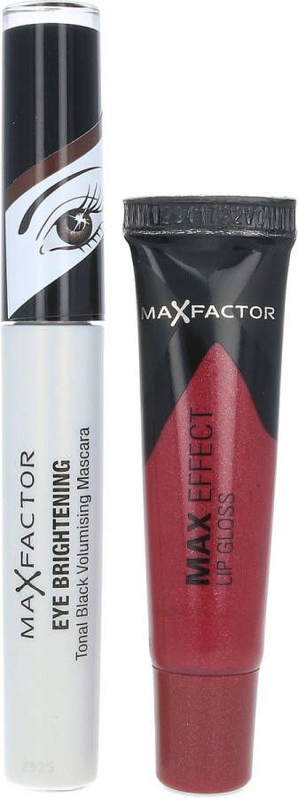 Max Factor Eye Brightening Mascara + Max Effect Lip Gloss Mascara For Brown Eyes Rubylicious