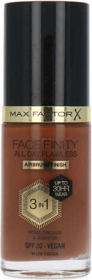 Max Factor Facefinity All Day Flawless 3 in 1 30H Airbrush Finish Foundation W100 Cocoa