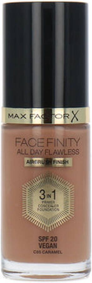 Max Factor Facefinity All Day Flawless 3 in 1 Airbrush Finish Foundation C85 Caramel (Vegan)