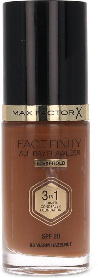 Max Factor Facefinity All Day Flawless 3-In-1 Vegan Foundation 098 Warm Hazelnut