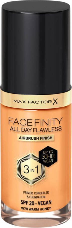Max Factor Facefinity All Day Flawless 3-in-1 foundation primer & concealer W78 Warm Honey