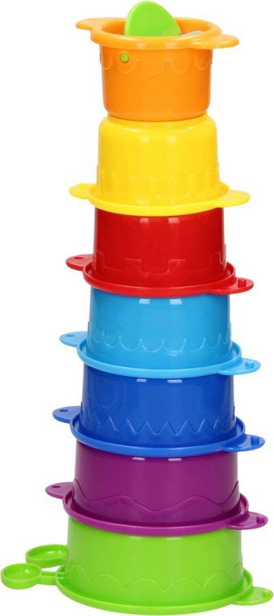 Max King Stapeltoren Rups badspeelgoed baby vanaf 6 maanden 7 bakjes zandbak zwembad speelgoed baby