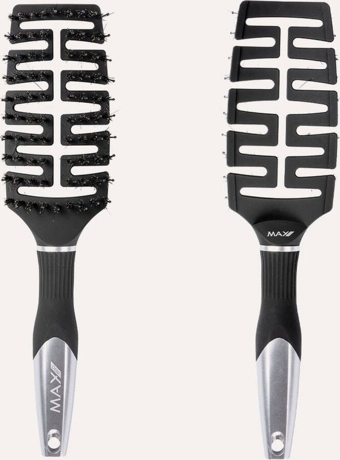 Max Pro Silver Detangler Brush Professionele Ontklit Haarborstel voor Alle Haartypen Zorgt voor Glanzend Resultaat